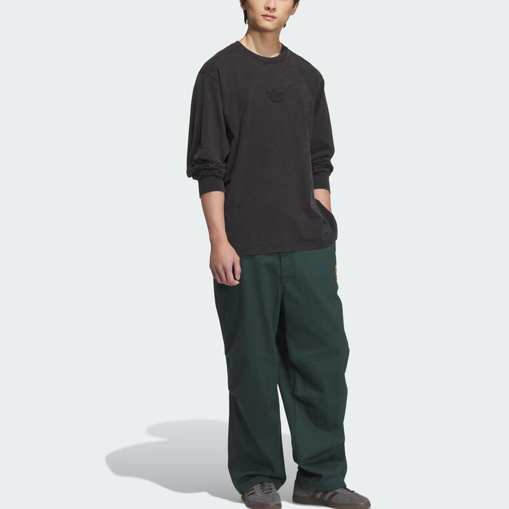 Adidas Originals Long Sleeve Top Retro Sports Casual Comfortable Solid Color Crew Neck Long Sleeve T-Shirt Men Tops Black JV6938