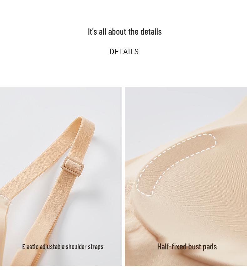 Women's Seamless Sports Bra: Thin Strap, Side Support, Anti-Sag, Fixed Cup, Plus Size, Large Bust, Beautiful Back Design