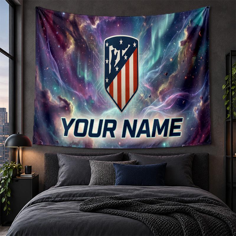 Personalized Tapestry Wall Hanging Atletico Madrid FC Pattern Art Background Cloth