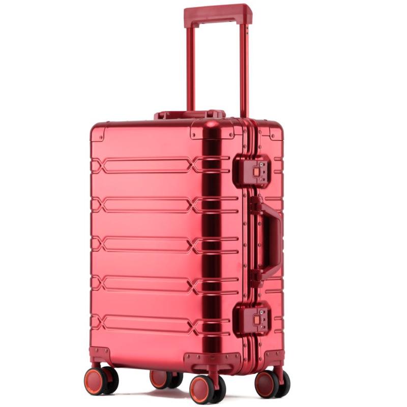 Aluminum-Magnesium Alloy Suitcase with Universal Wheels, 20/24/28-inch