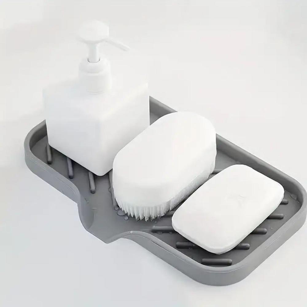 Silicone Bathroom Soap Dishes and Kitchen Sink Organizer, Sponge Holder, Dish Soap Tray, Idear for Dispenser, Scrubber,Bottle,Cup on Sink