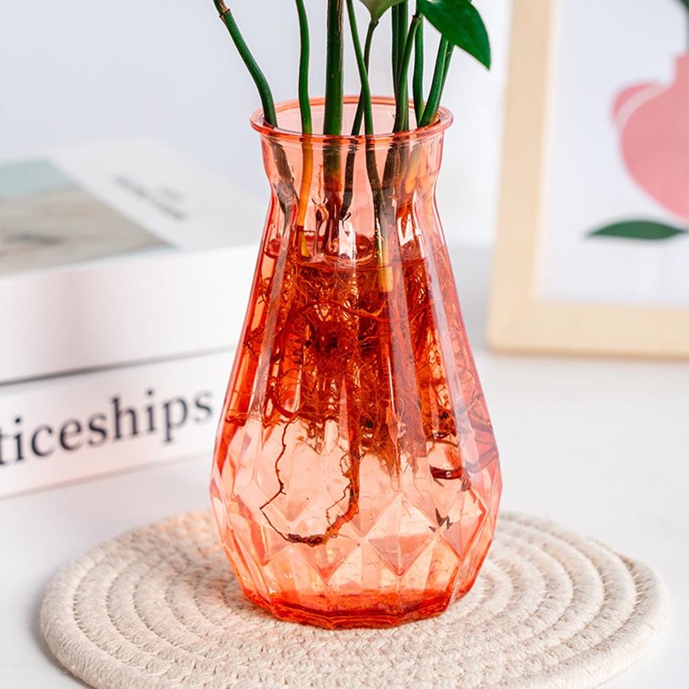 Plant Pot Transparent Vases Hydroponic Flower Vases Diamond Shaped Plastic Vase Home Decor Ornaments Modern Home Decoration