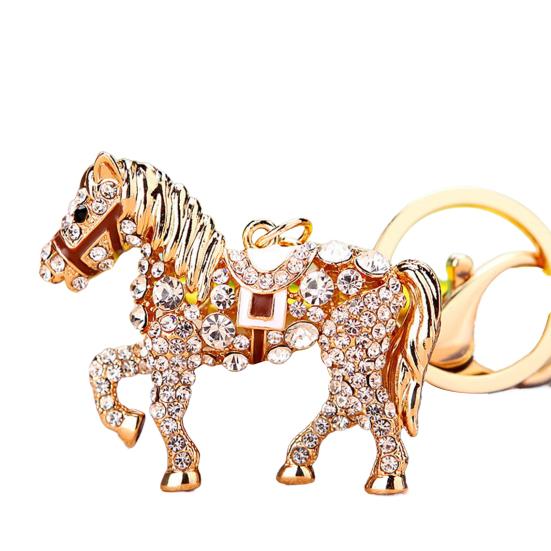 Keychain 2026 Year of Horse Key Chain Shiny Rhinestone Horse Animal Design Keychain Bag Charm Accessory