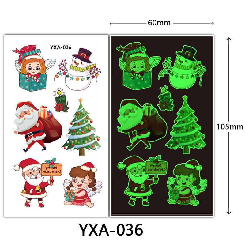 Christmas Luminous Tattoo Sticker Glowing Waterproof Sweat Cute Cartoon Holiday Party Temporary Sticker