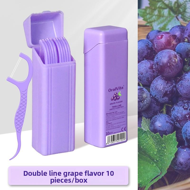Creative Candy Color Double-Line Dental Floss Rod - Fruit Flavor Mint Carp Flip-Top Box - 10 Pieces Portable Pack
