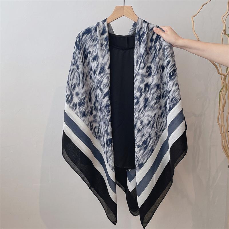 Wintermode 130 cm Quadratisch Hübsches Florales Dickes Viskose-Schaltuch Schal Dame Hochwertiger Wickel Pashmina Stola Bufandas Muslimischer Hijab