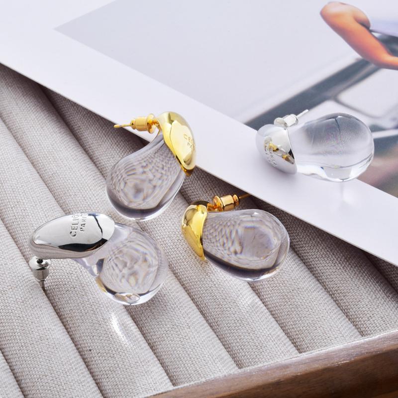 European and American New Transparent Resin Water Droplet Simple and Versatile Fashionable Temperament Personalized Earrings