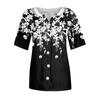 Women's T Shirt Tee Print Short Sleeve V-Neck Button Up Cardigan T-shirt Top