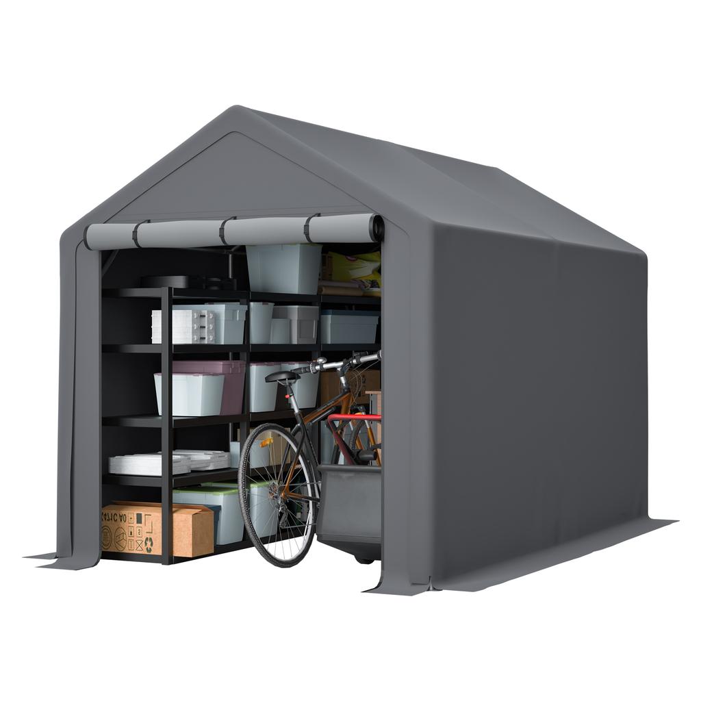 Multifunctional Equipment House Dark Grey Bicycle Garage, Garden House, Tool Tent, Storage Tent – 296x190x200cm