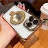 Luxury Plating Flash Mirror Clean Frame Bracket Stand Phone Case For iPhone 11 13 14 15 Plus 16E 16Pro Max Lens Protective Cover