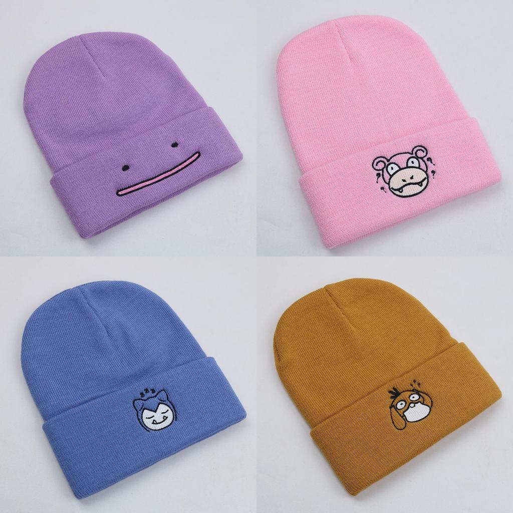 Pokemon Psyduck Slowpoke Embroidered Knit Hat For Winter Warmth And Windproof Protection