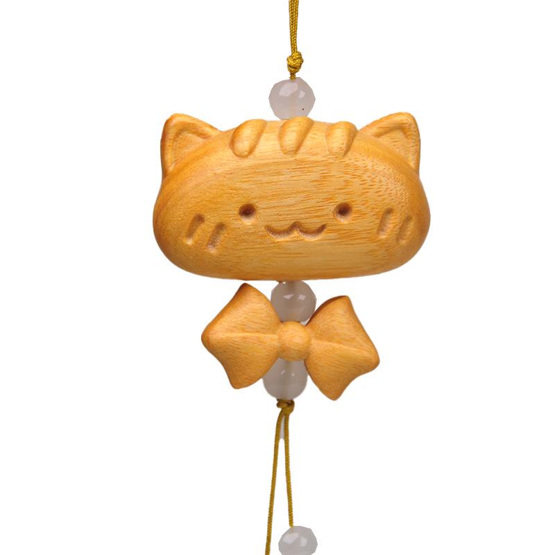 Portachiavi con Ciondolo Orso e Gatto in Legno - Carino Ornamento Senza Volto per Borse e Telefoni