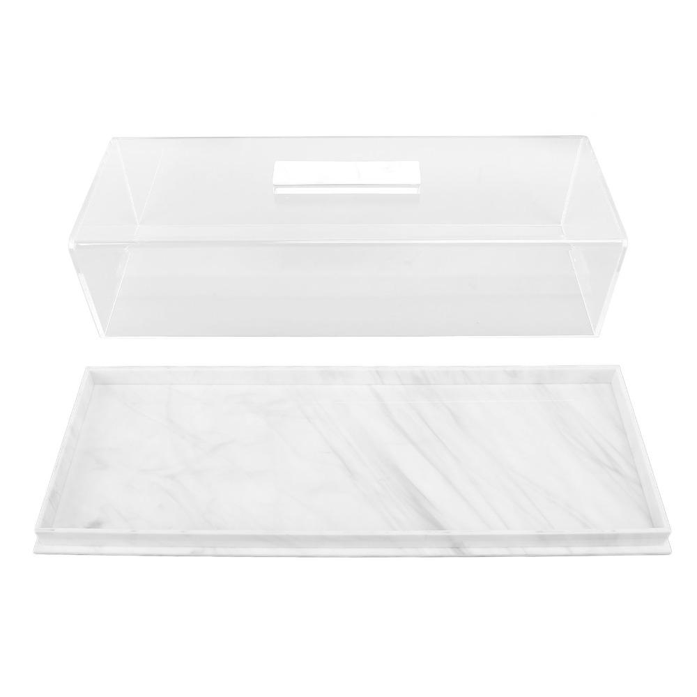 Top Handle Pastry Display Case Rectangular Dessert Holder Tray Clear Cake Platter Pastry Serving