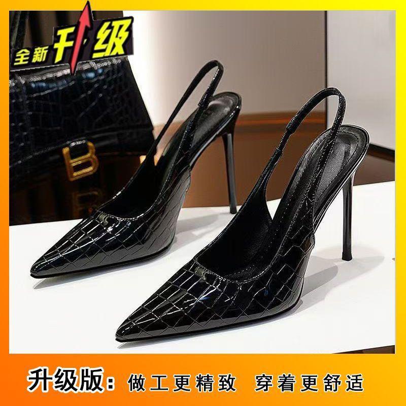 

Sexy French new versatile shoes children s fashion single shoes thin heel pointed head shallow mouth empty black high heels 40