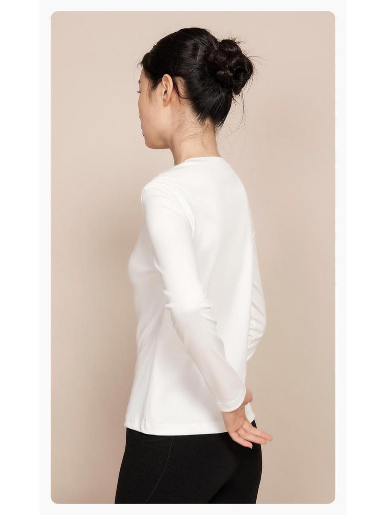 220g Women's Long-Sleeve Heavyweight White T-Shirt, Round Neck, Xinjiang Cotton