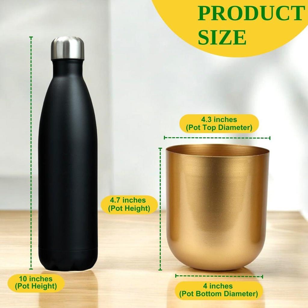 4,3 Zoll Runder Metallpflanztopf für Heimdekoration, 2er-Pack (Gold)