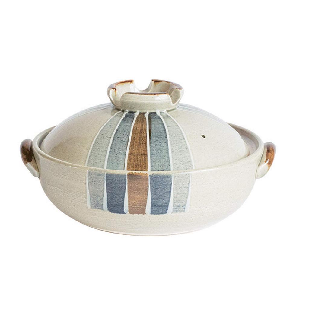 Saji Pottery White 25cm Banko Ware Earthenware Pot, No. 8, Tokusa Pattern, 27-915
