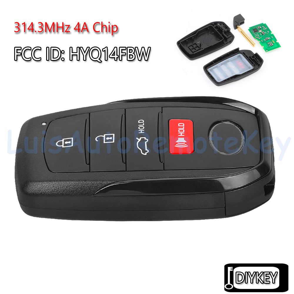 Télécommande intelligente pour clé de voiture 3/4 boutons 314,3 MHz Puce 4A pour Toyota Corolla Cross 2022 2023 2024 2025 ID FCC: HYQ14FBW