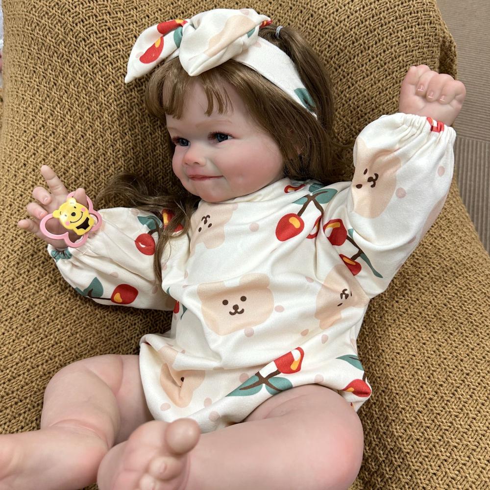 Lovely 60cm Lifelike Reborn Dolls Raya Soft Cloth Body Newborn Babies Doll Alive Smiling Girl Princess Simulation Dolls Toddler Children's Day Gifts