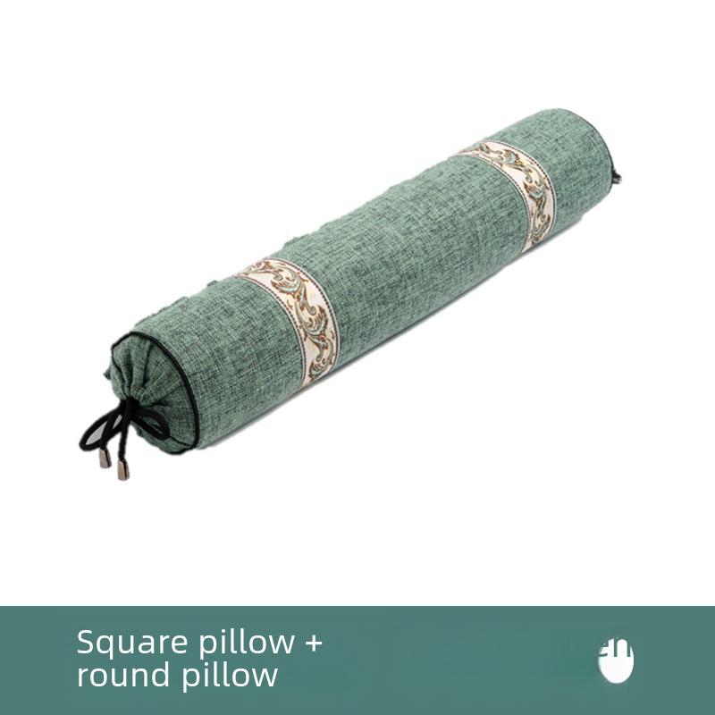 Cylindrical Bamboo Charcoal Cervical Pillow with Linen and Moxa for Neck Support