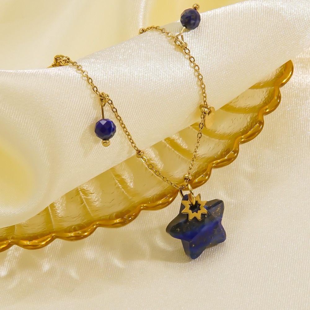 Natural Star Pendant Neck Chain Vintage Women Neck Choker Sweater Chain Star Stone Necklace  Gifts