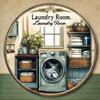 Vintage Laundry Round Metal Wall Sign for Home Cafe