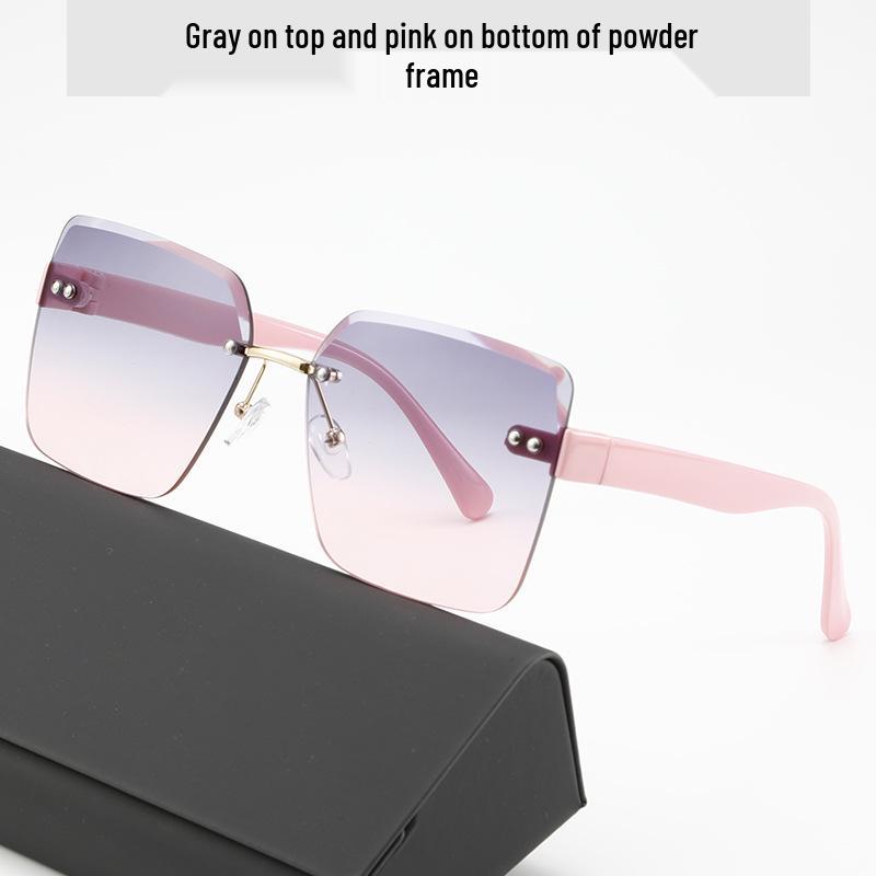 High-End Frameless Women's Sunglasses: Sun Protection, Anti-UV, Slimming Design