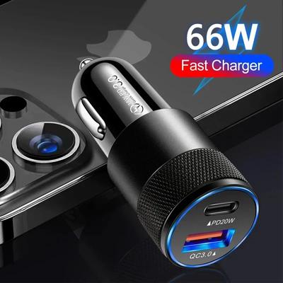 Cargador de Coche USB de 66W Carga Rápida Cargadores Tipo C PD QC 3.0 Cargador de Teléfono en Coche Para iPhone 15 Pro Max Xiaomi Huawei Samsung Nuevo
