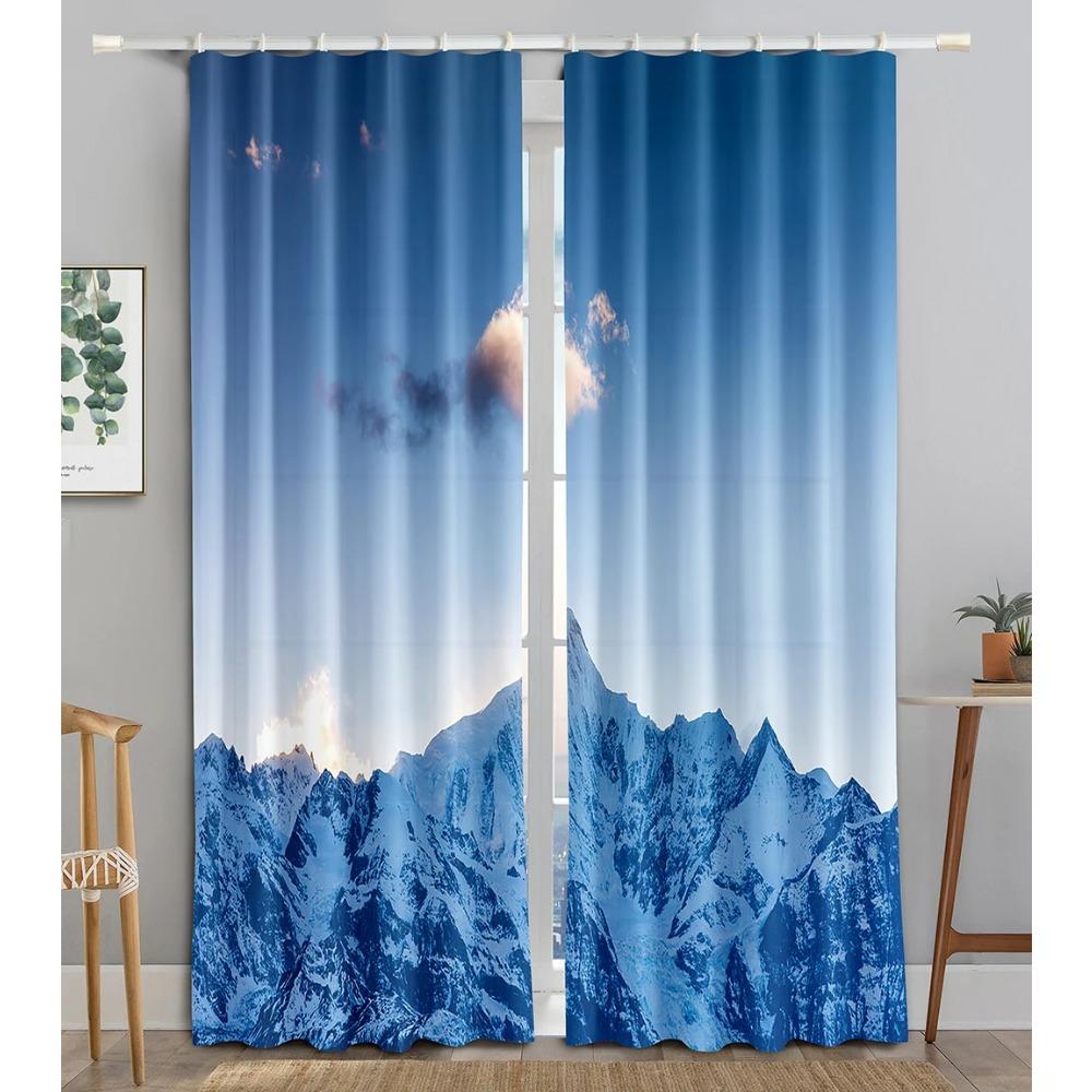 Shangri-la Snowy Mountain Landscape Blackout Window Panel Curtain designed for Living Room Space Bedroom Bathroom Kicthen Door Cupboard Decor Hooks
