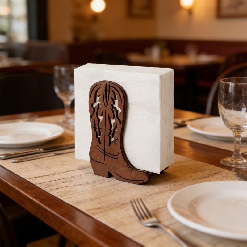 Authentic 3D Wood Boot Letter Holders And Napkin Storage With Open Structure Desk Organizers For Easy Access