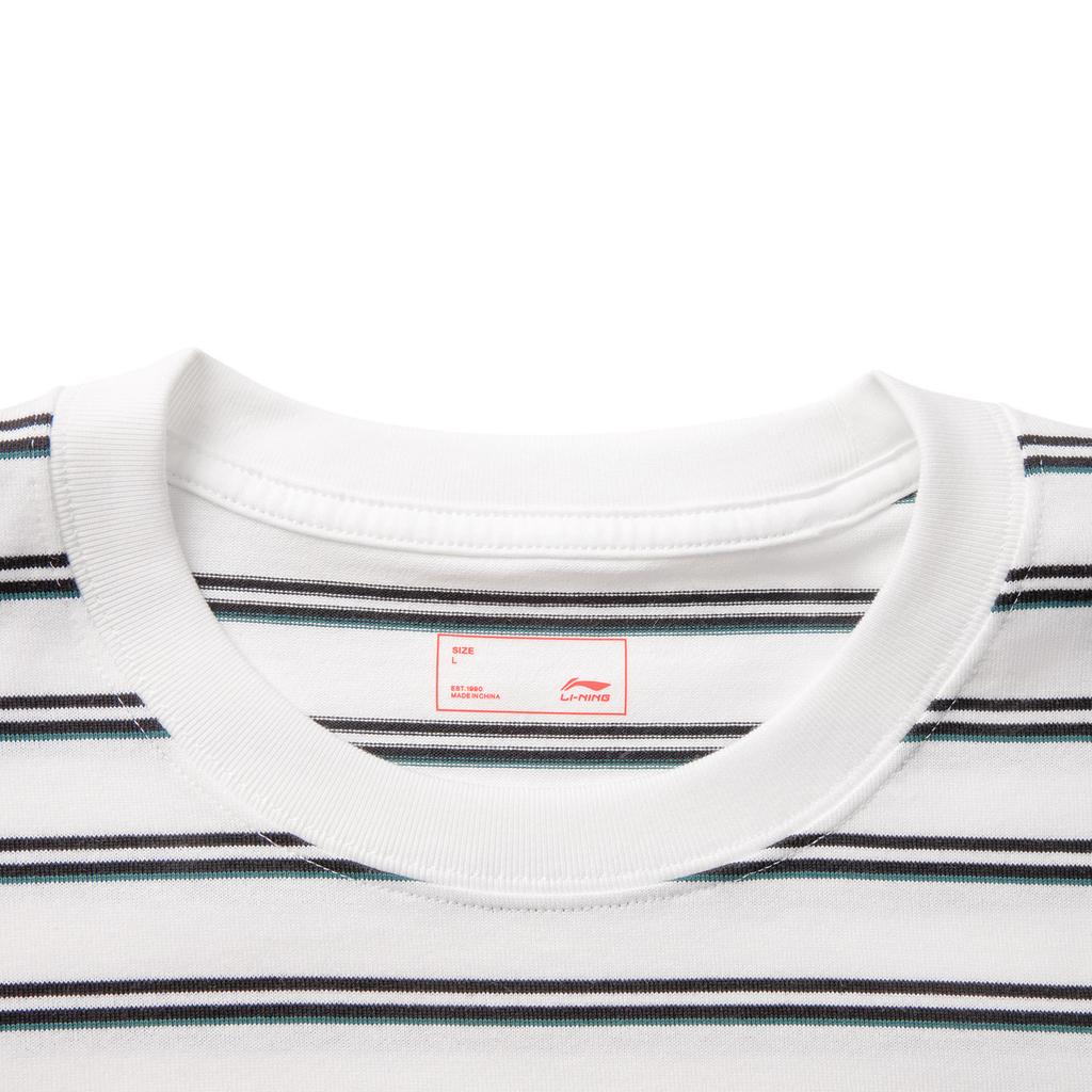 Li Ning Phil Hackett Artist Limited Edition Color Block Simple Versatile Short Sleeve T-Shirt Men Tops Champagne-White Black Ink-Green AHSV629-1