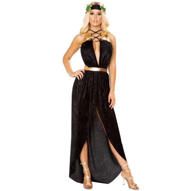 Halloween Greek Goddess Dress Ancient Mythology Robe Cleopatra Costume Party Stage Performance Cosplay Womens Fancy