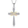 Sterlingsilber S925 Kreuz Halskette mit Schleife Zirkon Anhänger für Damen - Trendiges Schmuck Accessoire