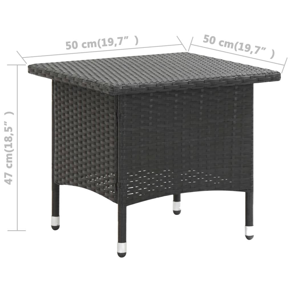 vidaXL Beistelltisch Schwarz 50x50x47 cm Poly Rattan