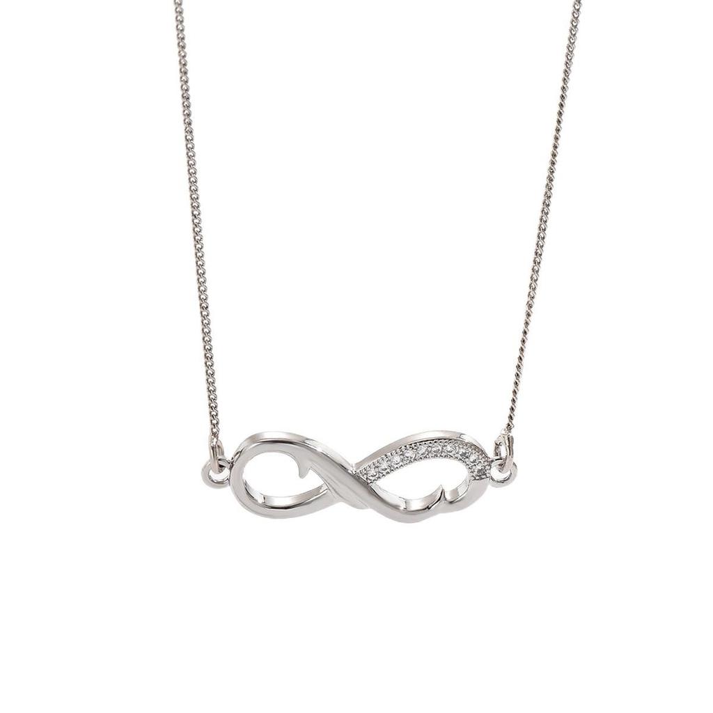 Women's Infinity Symbol Necklace - Elegant European and American Niche Jewelry with Simple O-Chain Design.