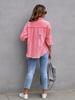 Women's Solid Color Ripped Denim Shirt - Long Sleeve, Loose Fit Bestseller