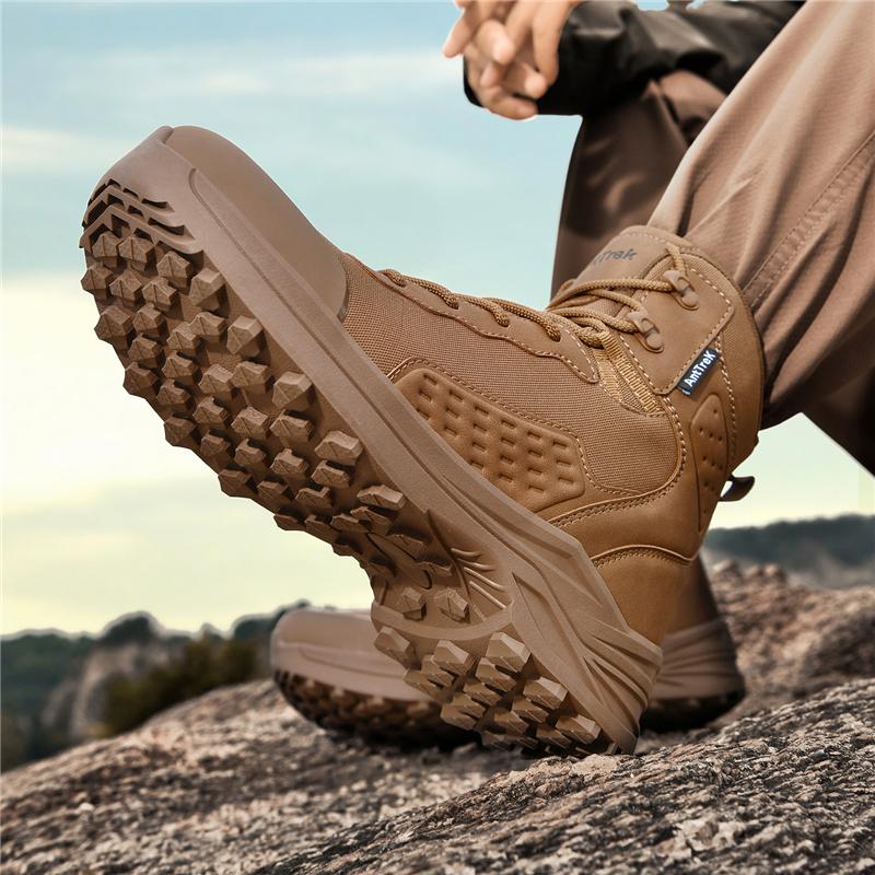 Men High-top Hiking Sneakers Wear-resistant Tactical Boots Non Slip Outdoor Sports Shoes for Trekking Camping Big Size 39-47