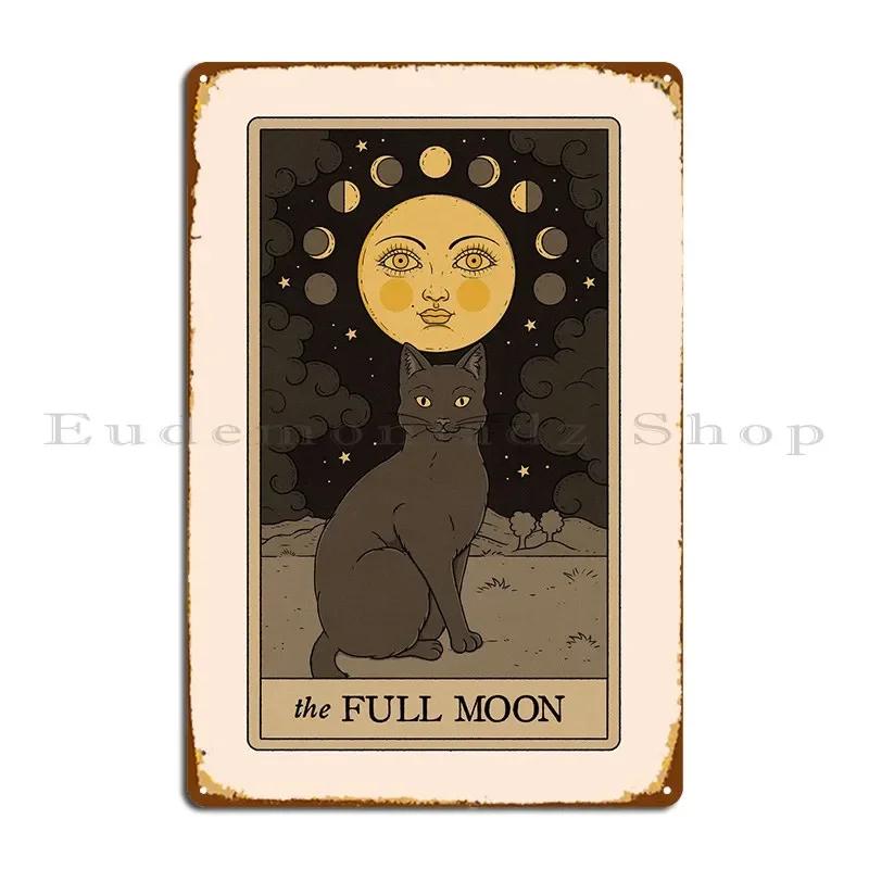 The Full Moon Cat Metal Plaque Poster Bar Wall Decor Cinema Create Club Tin Sign Poster