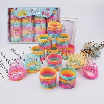 7.6 Cm Rainbow Cartoon Horse Spring Toy Ring - Popular Children's Educational Toy