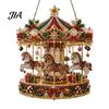 Decorative Acrylic Craft Christmas Faux Diamond Art Suncatcher, 2D Flat Window Hanging Ornament, Seasonal Home Accents Beaded Pattern Holiday