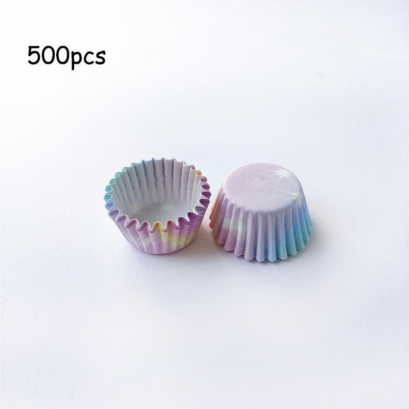 

2.5Cm Colourful Patterned Baking Cake Tray 500Pcs Round Paper Cupcake Cases Set