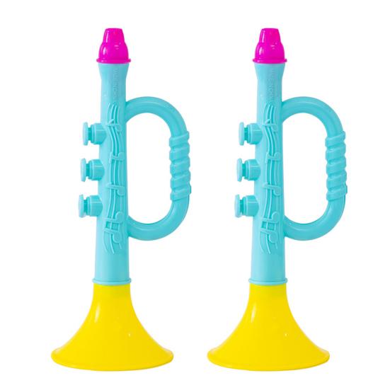 2Pcs Kids Trumpet Toys Simulated Music Enlightenment Hand-eye Coordination Cheer Preschool Learning Trumpet Toys Kindergarten Toys