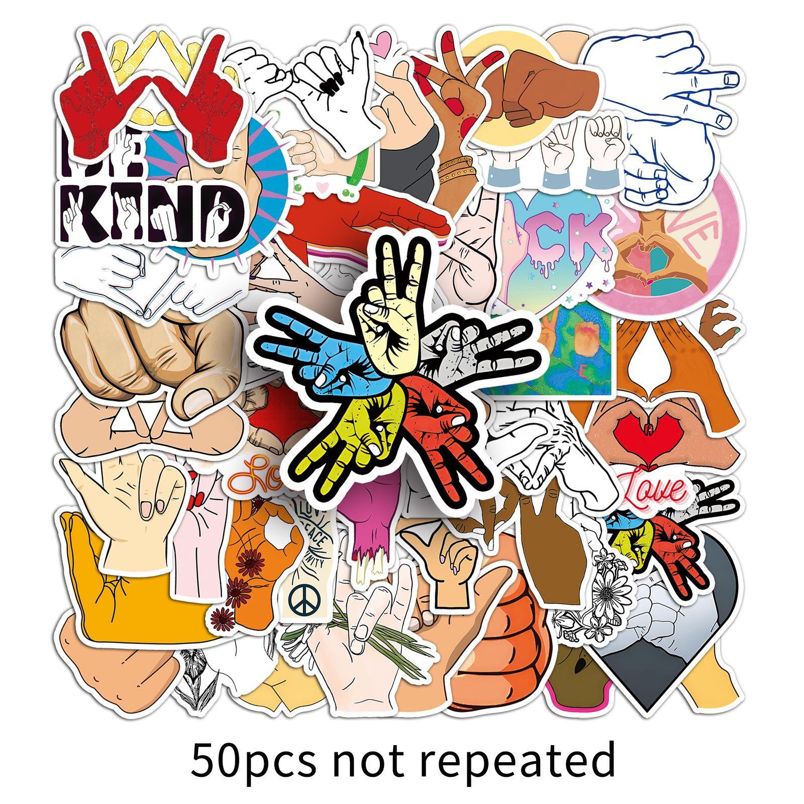 

50 Gesture Graffiti Stickers Personalized Creative Heart Decoration Mobile Phone Case Computer Suitcase Stickers