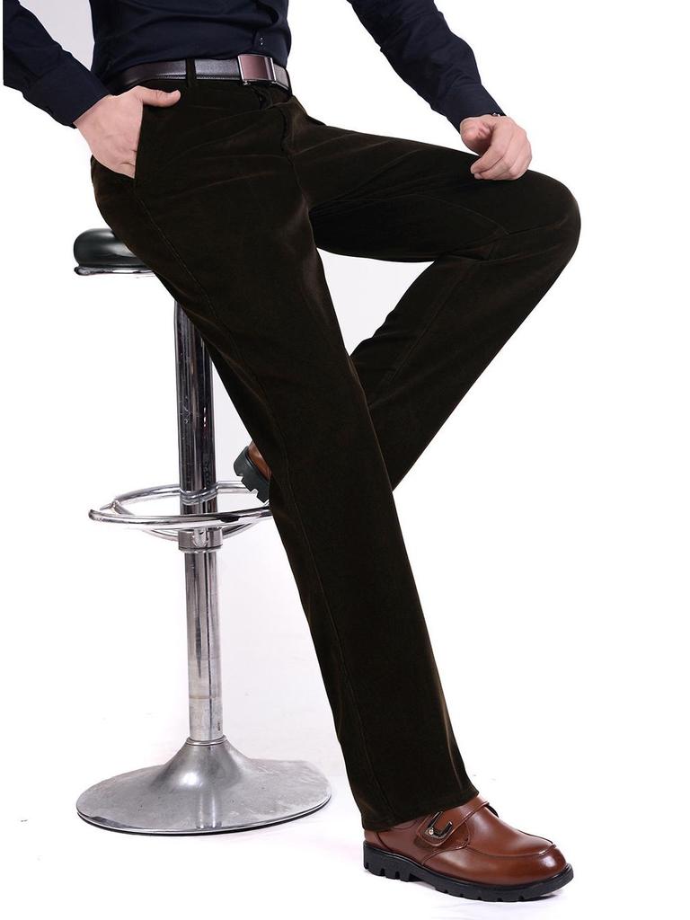 Men's Corduroy Pants: Autumn/Winter Straight-Leg Casual Pants for Middle-Aged Dads and Seniors.