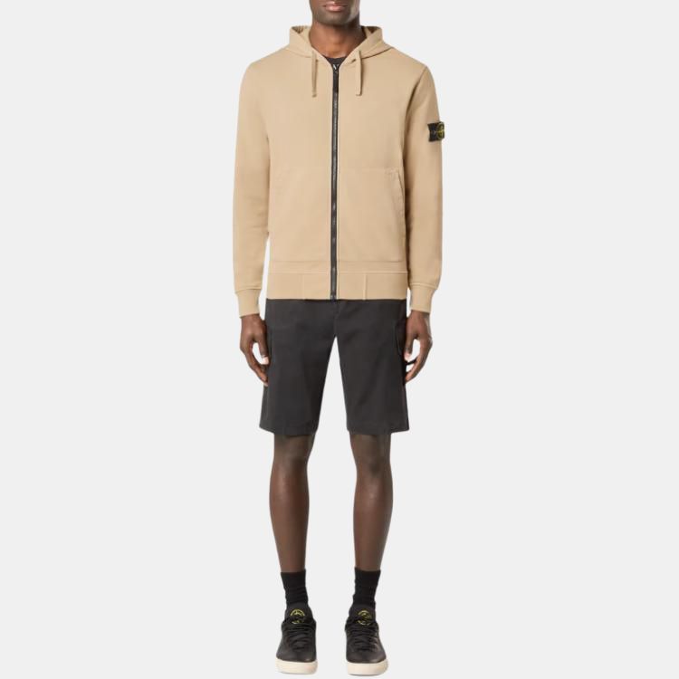 Stone Island Solid Color Hooded Zip-Up Long Sleeve Sweatshirt Unisex sweatshirt Desert K1S1561000-42S0051-V009A