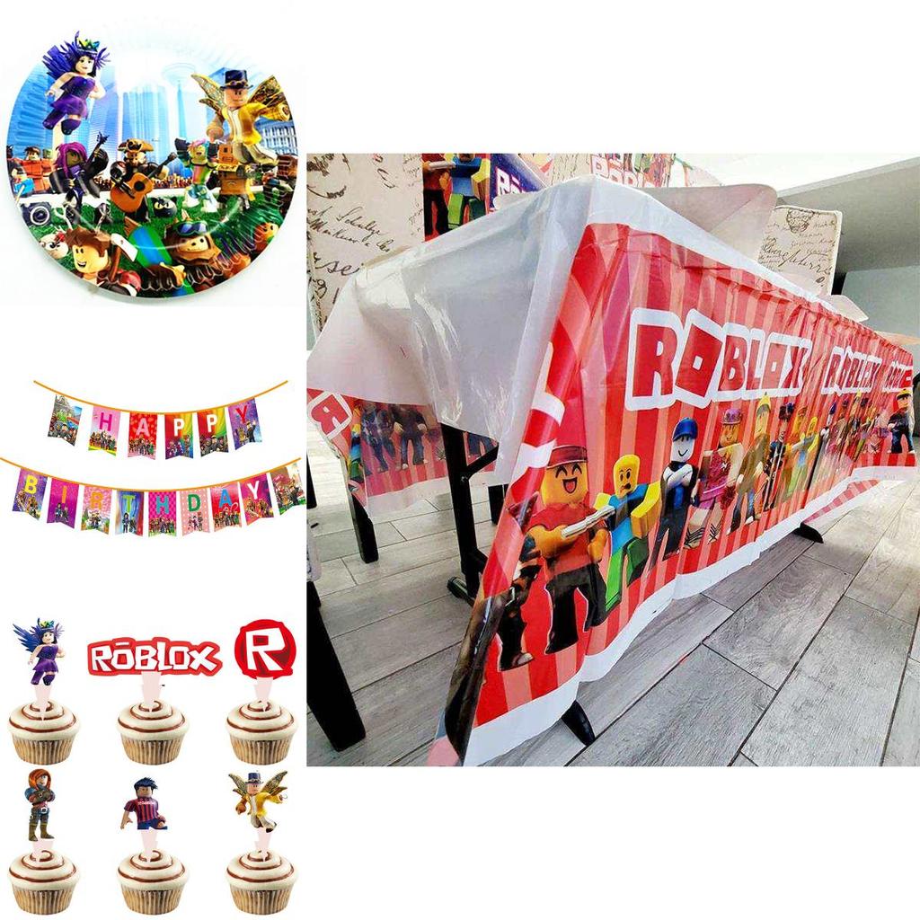 Forniture Vivaci per Festa a Tema Roblox per Celebrazioni di Compleanno per Bambini con Striscioni e Decorazioni per Torta