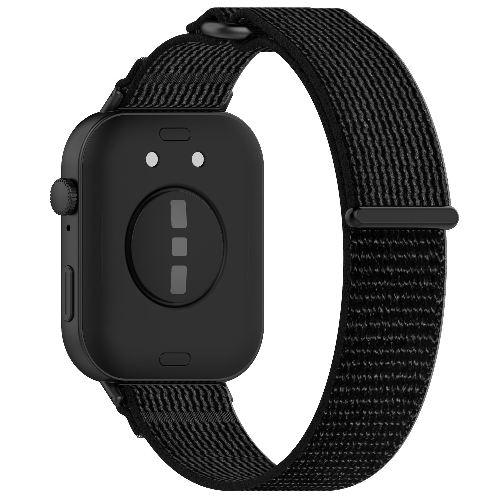 

For Huawei Watch Fit 3 Wrist Watch Band Nylon Comfortable Strap Replacement Black+Grey