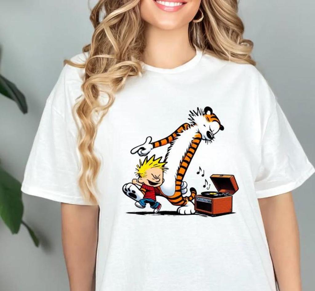Calvin and Hobbes T-Shirt: Funny Cartoon Comic Print, Unisex Cotton Tee