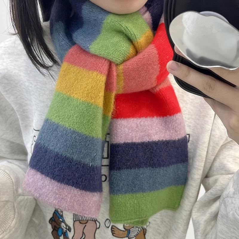 Vibrant Rainbow Striped Scarf Soft Wool Blend Winter Accessory For Women Men Cosy And Stylish All Purpose Unisex Design