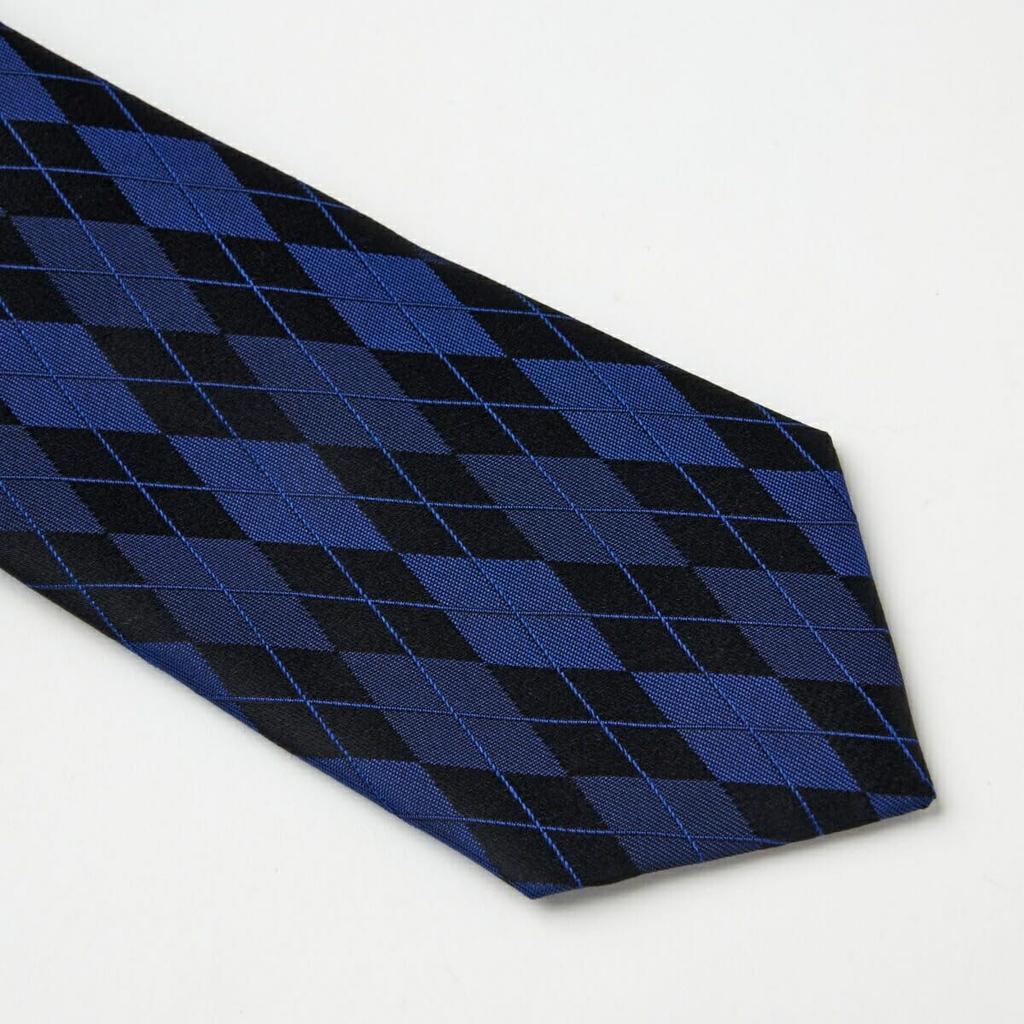 [Ogier] Men's Narrow Tie, 100% Silk, Argyle Pattern, Slim Tie, Gift, Business, Stylish, 6.5cm Width